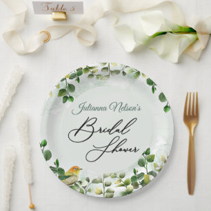 Greens and bird paper plates