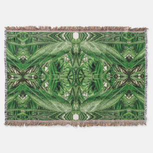 Greens and Raindrops Pattern Throw Blanket