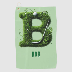 Greens Grass Letter B With Golf Ball, Club Towel