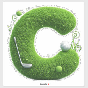 Greens Grass Letter C With Golf Ball, Club