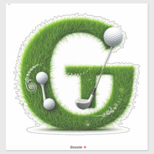 Greens Grass Letter G With Golf Ball, Club