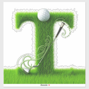 Greens Grass Letter T With Golf Ball, Club