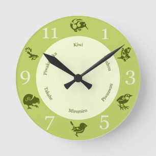 Greens  New Zealand birds wall clock