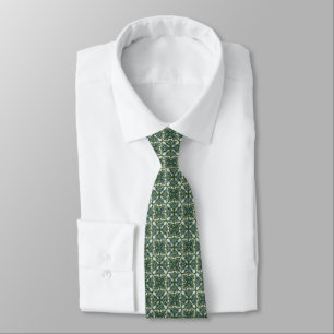 Greens, Teal & Khaki Art Deco Pattern Tie