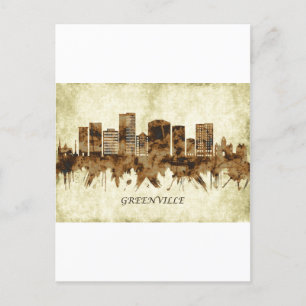 Greenville South Carolina Cityscape Invitation Postcard