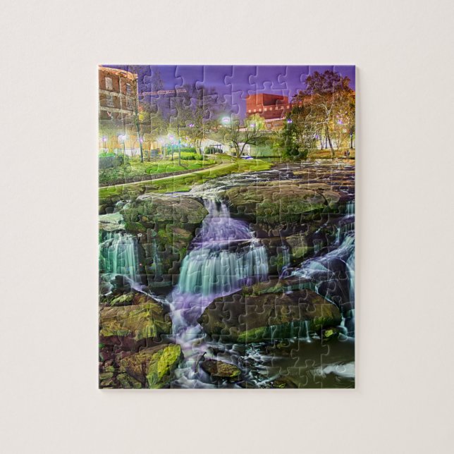 greenville south carolina downtown city night sout jigsaw puzzle (Vertical)