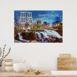 Greenville, South Carolina Downtown Reedy River  Poster
