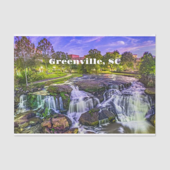 Greenville, South Carolina Reedy River Downtown  Tissue Paper (Front)