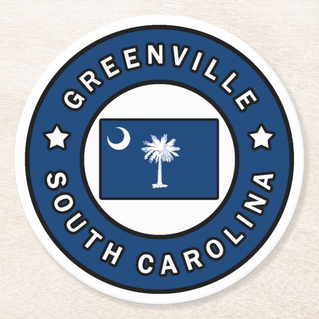 Greenville South Carolina Round Paper Coaster (Front)