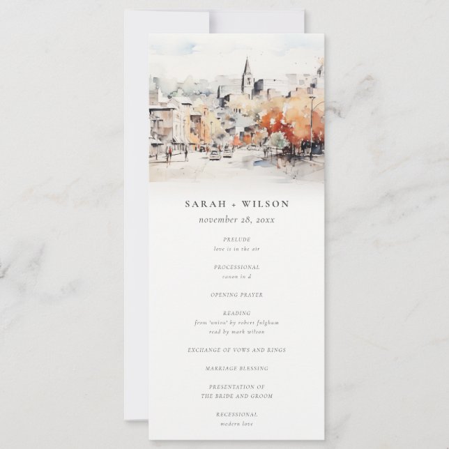 Greenville South Carolina Scape Wedding Program (Front)