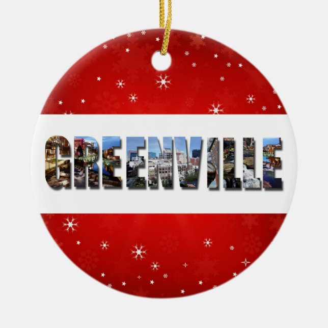 Greenville South Carolina Travel Photos Christmas Ceramic Ornament (Front)
