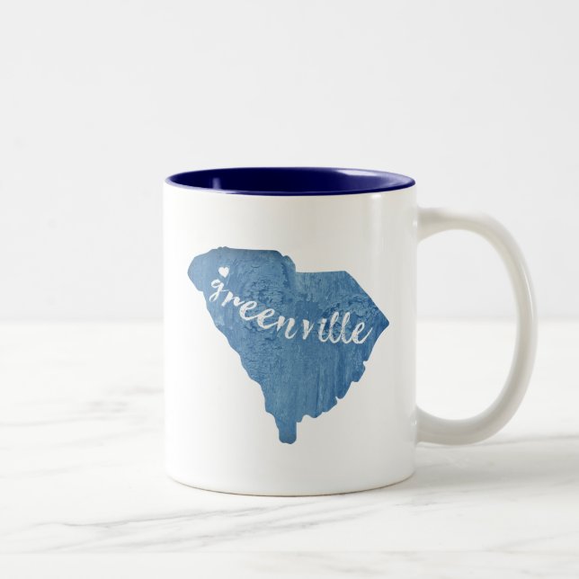 Greenville South Carolina Wood Grain Two-Tone Coffee Mug (Right)