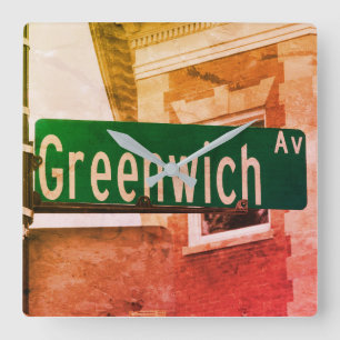 Greenwich Ave, Greenwich, CT Square Wall Clock