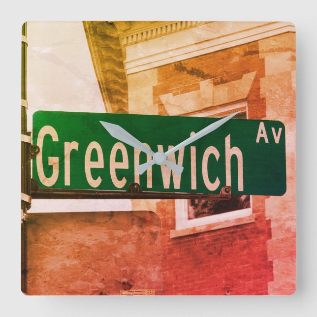Greenwich Ave, Greenwich, CT Square Wall Clock (Front)