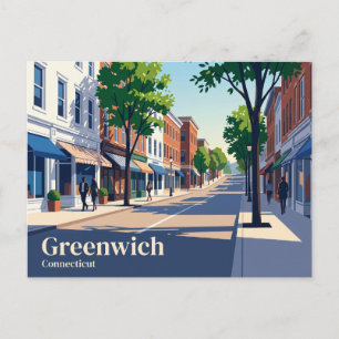 Greenwich Avenue Connecticut Postcard