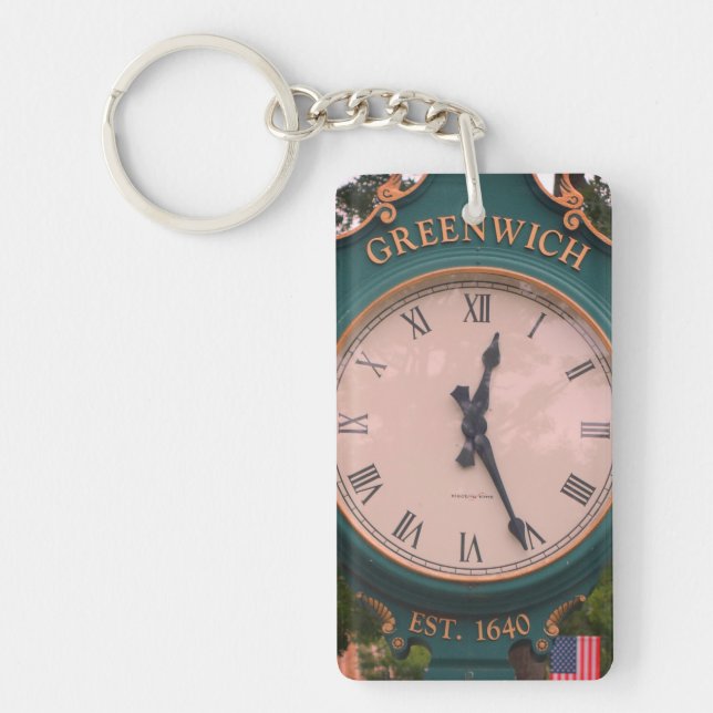 Greenwich Avenue Post Clock, Greenwich, CT Key Ring (Front)
