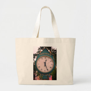 Greenwich Avenue Post Clock, Greenwich, CT Large Tote Bag