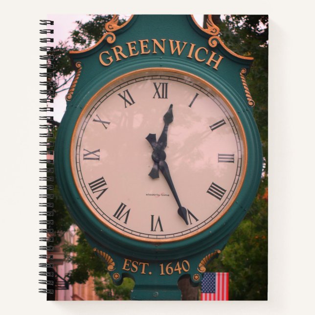 Greenwich Avenue Post Clock, Greenwich, CT Notebook (Front)