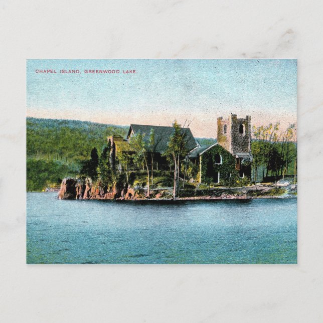 Greenwood Lake NY, Chapel Island, Vintage Postcard (Front)