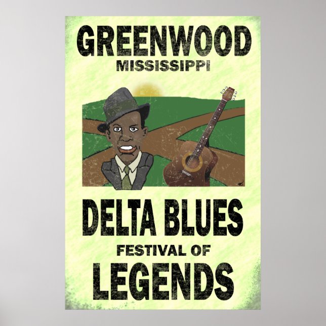 Greenwood Mississippi Delta Blues Poster (Front)