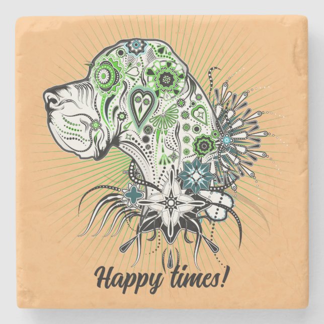 Greeny Great Dane Stone Coaster (Front)