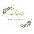 Greeny Leaf calligraphy Welcome Wedding Sign