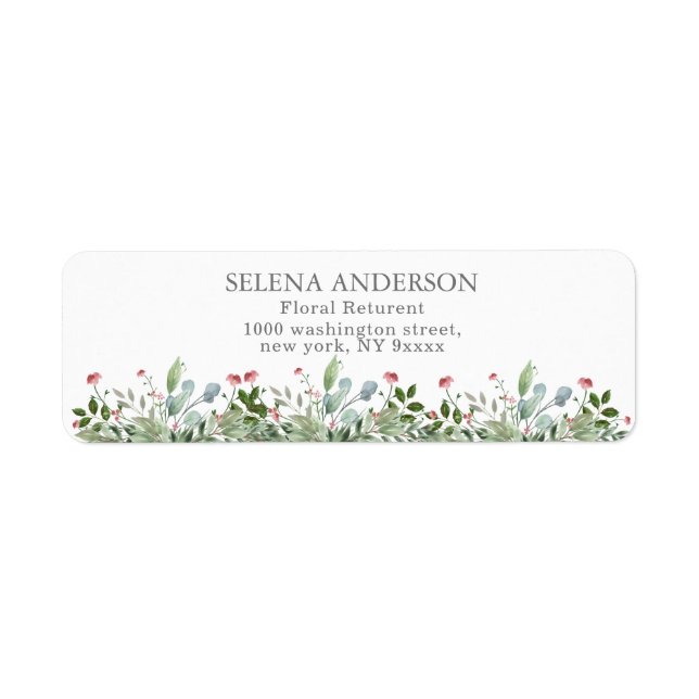 Greeny Wild Meadow  Botanical Wedding Address Return Address Label (Front)