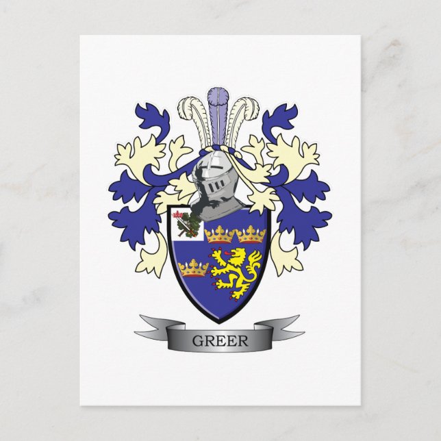 Greer Family Crest Coat of Arms Postcard (Front)