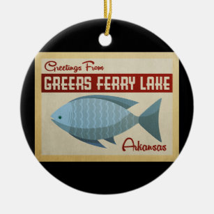 Greers Ferry Lake Fish Vintage Travel Ceramic Ornament