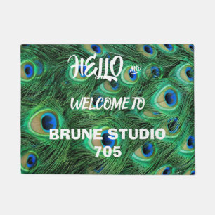 Greet guests with Beautiful Peacock Feathers Doormat