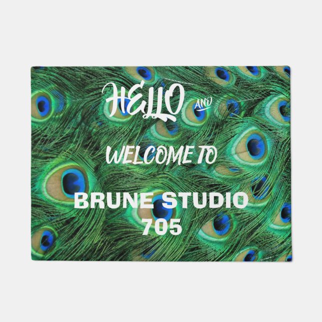 Greet guests with Beautiful Peacock Feathers Doormat (Front)