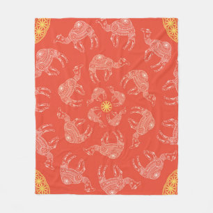 Greeting Beautiful card with camel. Frame of anima Fleece Blanket