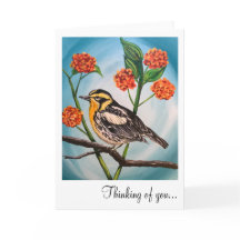 Greeting Card - 5x7 Yellow bird with flowers