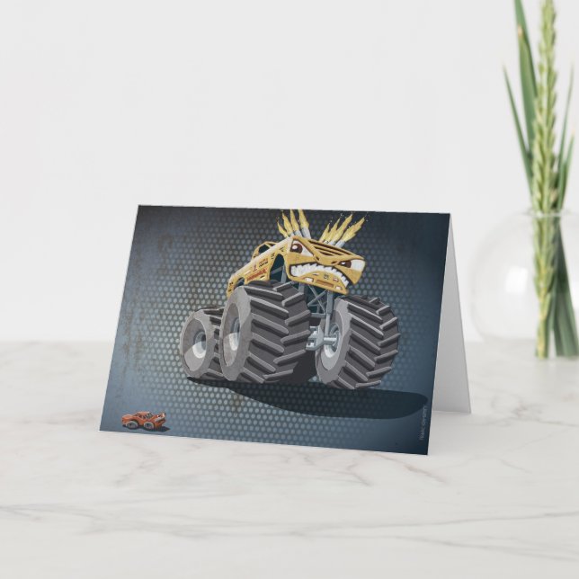 Greeting Card Aggressive Monster Truck Grunge (Front)