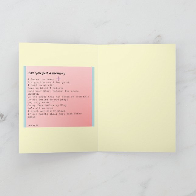 Greeting card "Are you just a memory" (Inside)