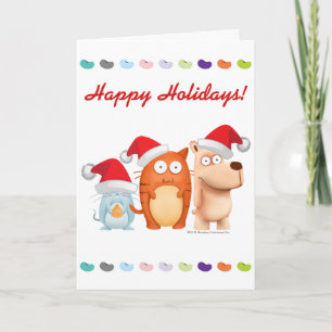 Greeting Card: BeanyTeam™ - Cat & Mouse & Dog Holiday Card