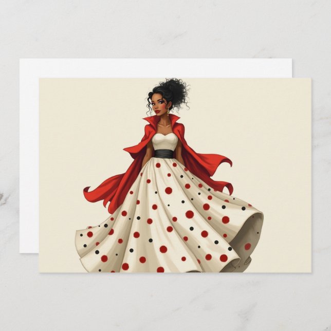 Greeting Card Black Woman Fashion Birthday Hello  (Front/Back)