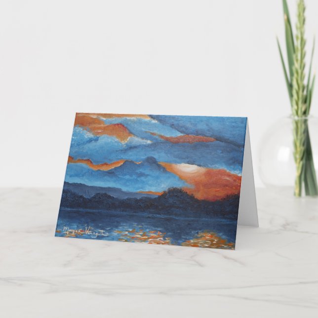 Greeting Card -- Blazing Sunset at Lake Winona (Front)