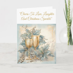 Greeting Card-Blue & Gold Christmas Elegance Card