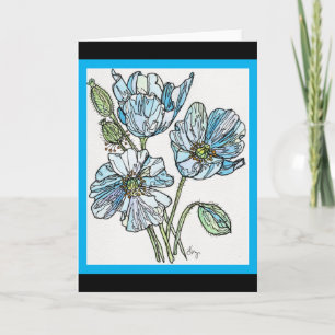 Greeting Card - Blue Himalayan Poppy Watercolor
