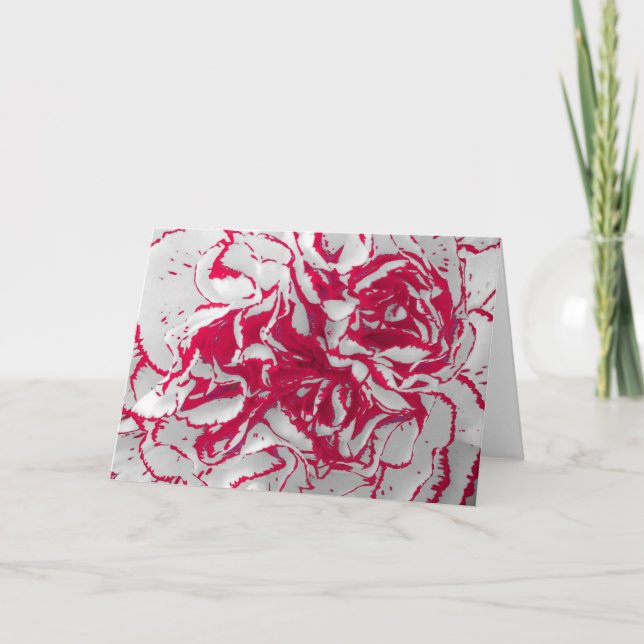 Greeting Card - Carnation in Red & White (Front)