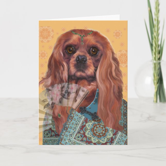 Greeting Card | Cavalier Spaniel | Ruby Cavalier (Front)