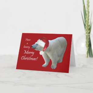 Greeting Card Christmas Polar Bear Santa
