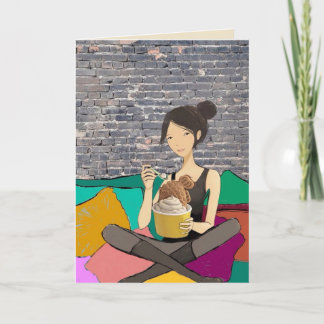 Greeting Card Cosy Ice Cream Girl