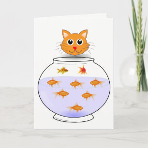 Greeting card fish cats