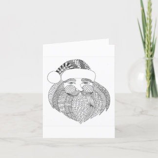 Greeting Card - Folded Holiday Card - Doodle Santa