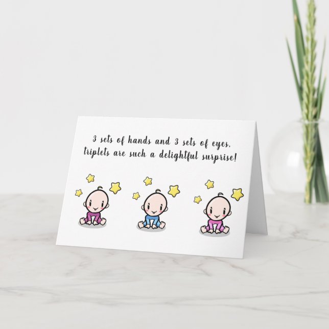 greeting card for triplets, welcome triplet babys (Front)