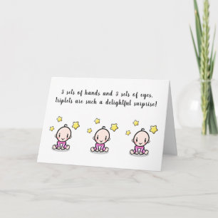 greeting card for triplets, welcome triplet babys