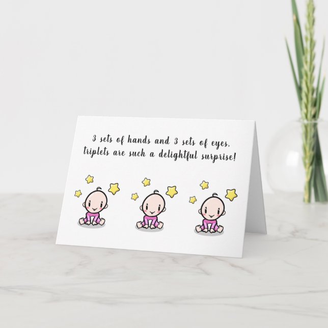 greeting card for triplets, welcome triplet babys (Front)
