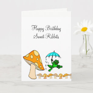 Greeting Card Frog Ribbit Mushroom